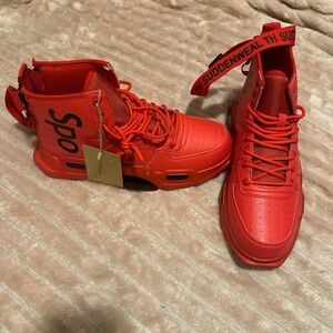 Men's Red High-Top Sneakers